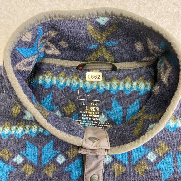 Vintage L.L. Bean Fleece Jacket Men's L Reg Purple Nordic Aztec Fair Isle Y2K - Picture 3 of 13